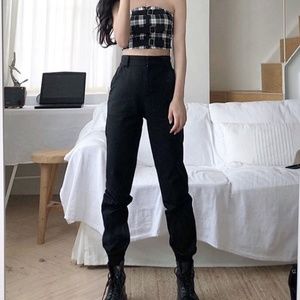 Trendy High Waisted Cuffed Jogger Pants
